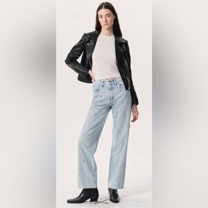 Rag and Bone Shea Embellished Relaxed Straight Jeans.